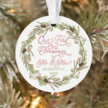 Holly Berries Pine Unser erstes Weihnachtsfest Fot