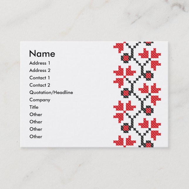 Holly Berries Red Blume Kreuzstich Design Visitenkarte (Vorderseite)