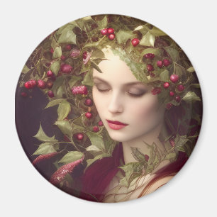 Holly Berries Schöne Frau Weihnachten Magnet