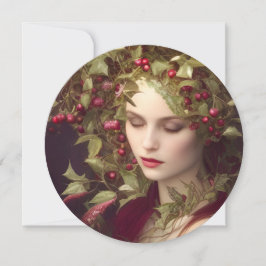 Holly Berries Schönes Portrait Round Karte