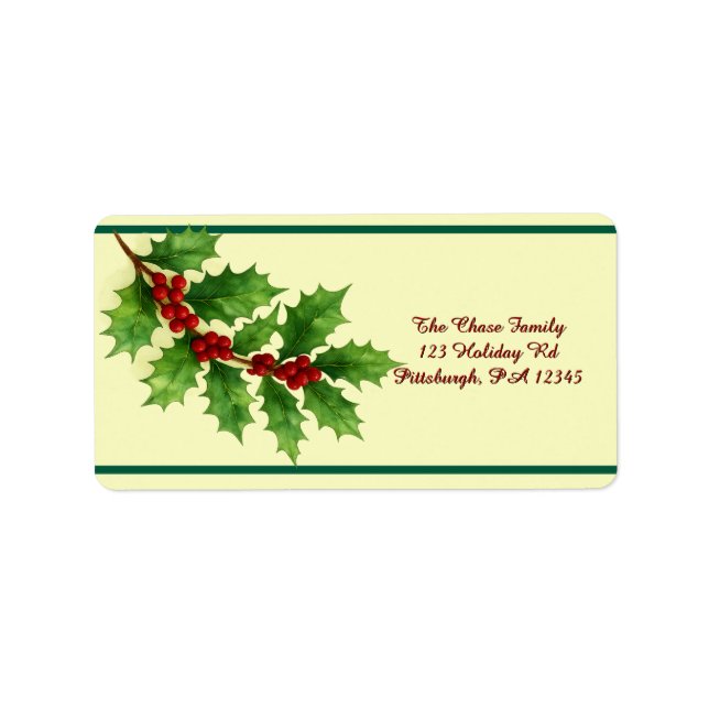 Holly & Berries shipping Adressaufkleber (Vorne)
