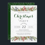 Holly Berries Silver Glitzer Weihnachtsfest Party Einladung<br><div class="desc">Holly Berries Silver Glitzer Weihnachtsfeier Party Einladung</div>