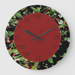 Holly & Berries Wall Clock Große Wanduhr