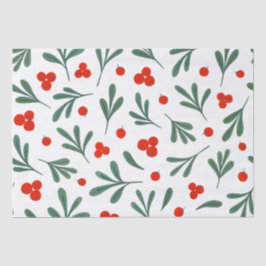 Holly Berries Winter Pflanze Nahtloses Muster Seidenpapier