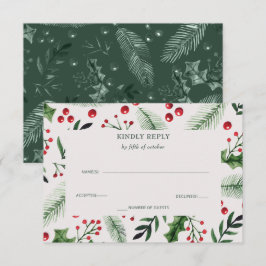 Holly Berries Winter Wedding RSVP Karte