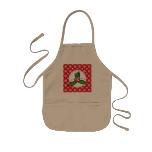 Holly Berry auf Red White Snowflakes Pattern Kinderschürze