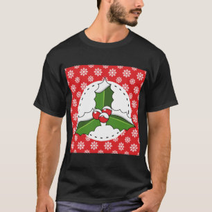 Holly Berry auf Red White Snowflakes Pattern T-Shirt