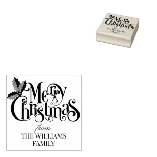 Holly Berry Branches Moderne frohe Weihnachten Gummistempel