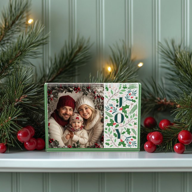 Holly Berry Christmas Foto Block (Joy Christmas Photo Block)
