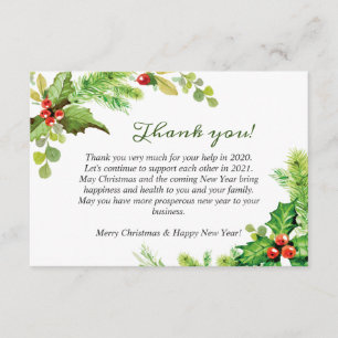 Holly Berry Christmas Holiday Corporate Dankeskarte