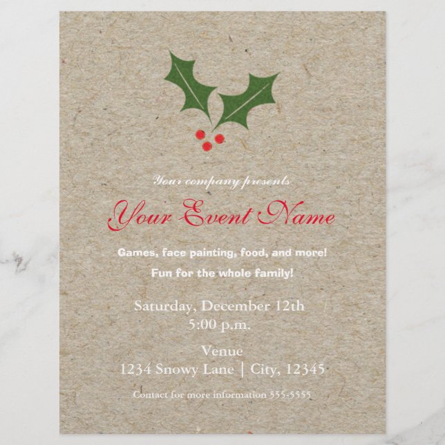 Holly Berry Christmas Holiday Event Flyer Poster (Vorne)