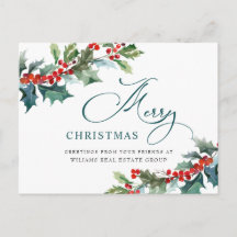 Holly Berry Christmas Mistletoe Corporate Gruß