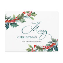 Holly Berry Christmas Mistletoe Holiday Gruß