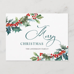 Holly Berry Christmas Mistletoe Holiday Gruß Postkarte