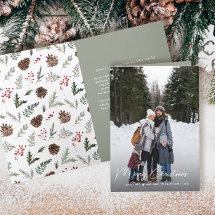 Holly Berry Christmas Modern Family Foto Feiertagskarte