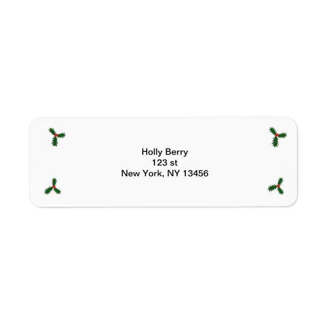 Holly Berry Christmas Return Label (Vorne)
