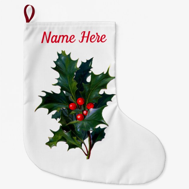 Holly Berry Christmas Strumpf Großer Weihnachtsstrumpf (Vorderseite)