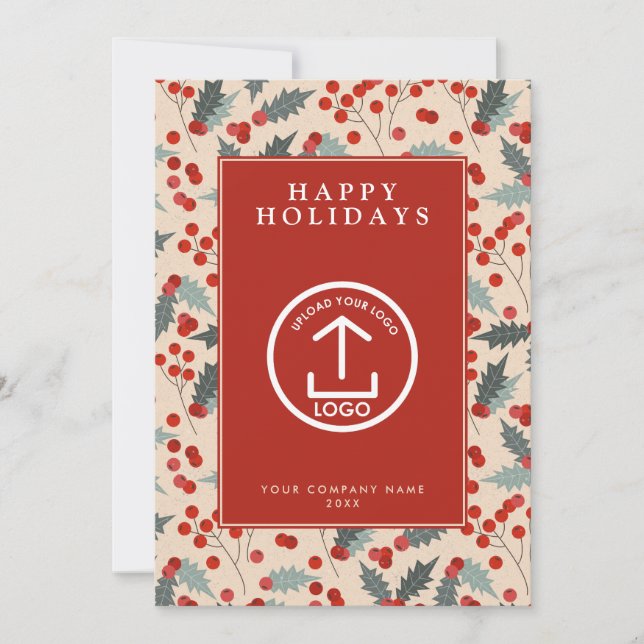 Holly Berry Corporate Business Logo Weihnachten Einladung (Vorderseite)