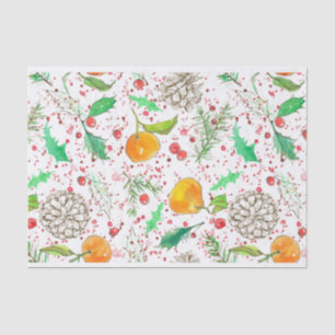 Holly Berry Cranberries Mandarine Aquarell Obst Seidenpapier