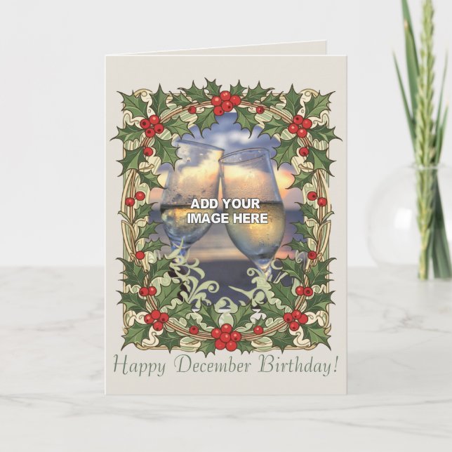  Holly Berry Decorative Christmas Border Karte (Vorderseite)