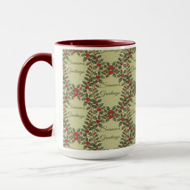 Holly Berry Decorative Season's Greetings Tasse (Links)