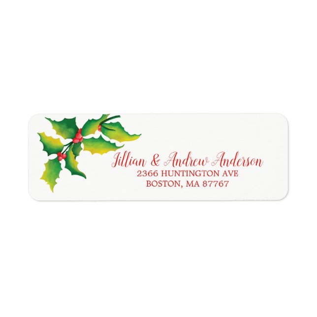 Holly Berry Étiquette de adresse de Noël (Devant)