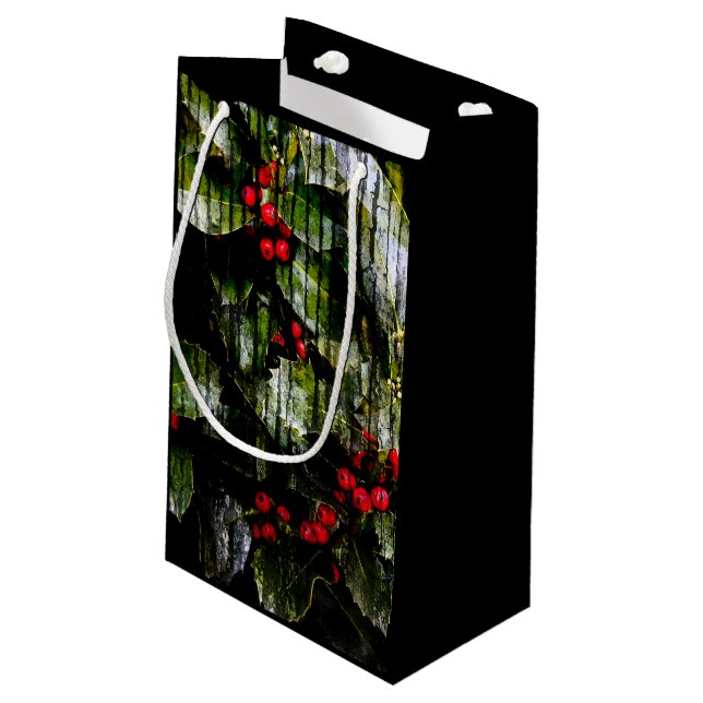 Holly Berry Gift Bags Kleine Geschenktüte (Rückseite Schrägansicht)