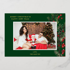 Holly Berry H Foto Holiday oder Christmas - Green Folieneinladung