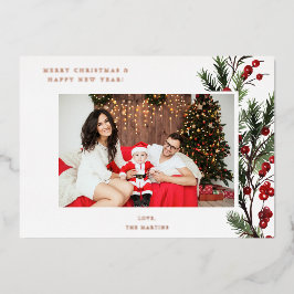 Holly Berry H Foto Holiday oder Weihnachten Folieneinladung