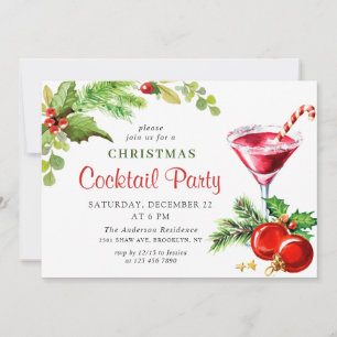 Holly Berry Holiday Weihnachtscocktail Party Einladung