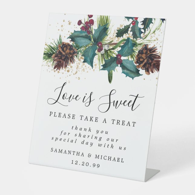 Holly Berry Liebe ist Sweet Wedding Dessert Bar Si Sockelschild (Vorderseite)