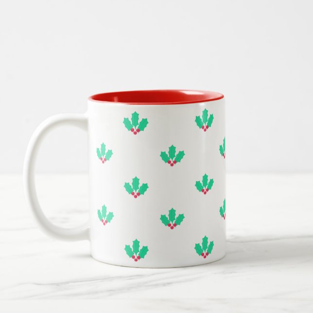 Holly Berry Pattern Zweifarbige Tasse (Links)