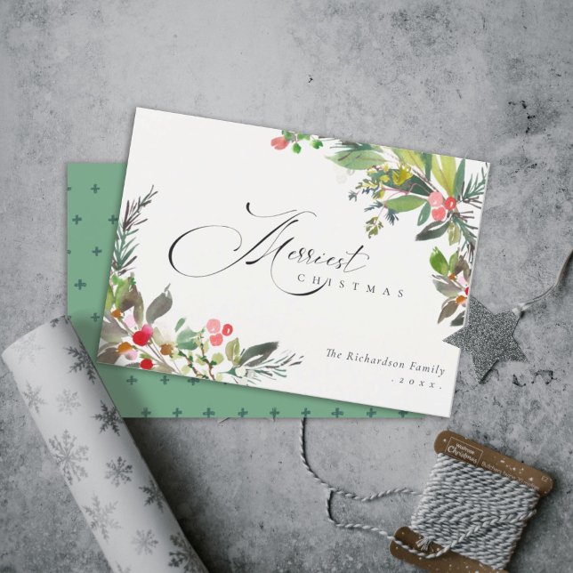 Holly Berry Pine Red Green Merriest Weihnachten (Von Creator hochgeladen)