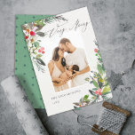 Holly Berry Pine Very Merry Christmas Photo Frame Feiertagskarte<br><div class="desc">If you need any further customisation please feel free to message me on yellowfebstudio@gmail.com.</div>