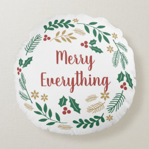 Holly Berry Pine Wreath Merry Alles Foto Thun Rundes Kissen