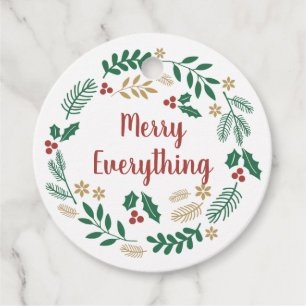 Holly Berry Pine Wreath Merry Alles Urlaub Geschenkanhänger