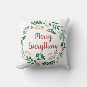 Holly Berry Pine Wreath Merry Everything Foto Kissen