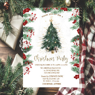 Holly Berry Poinsettia Christmas Trees Stars Einladung