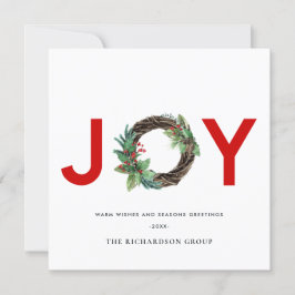 HOLLY BERRY RED JOY WREATH CHRISTMAS CORPORATE FEIERTAGSKARTE