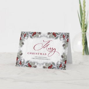 Holly Berry Rustic Weihnachtsgrüßen Karte
