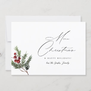 Holly Berry Simple Elegant Frohe Weihnachtskarte Einladung