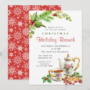 Holly Berry Weihnachtszweig Einladung