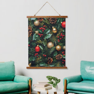 Holly Berry Winter Wonderland Wandteppich Mit Holzrahmen