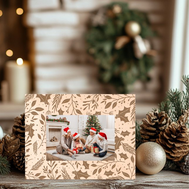 Holly Berry Wooden Geätzte Rahmen (Holly Berry Christmas Wood Frame)