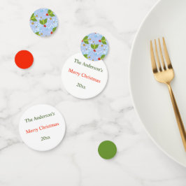 Holly Bery und Blätter Muster Frohe Weihnachten Konfetti