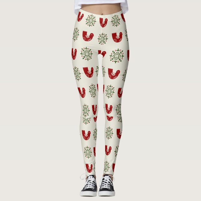 Holly Bird & Snowflake Christmas Leggings Women (Vorderseite)