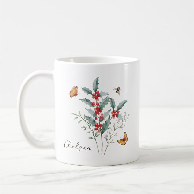 Holly Birth Month Flower Kaffeetasse (Links)