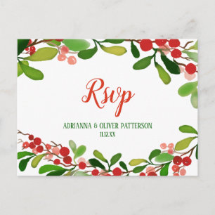 Holly Blätter Berry Christmas Hochzeit RSVP Einladungspostkarte