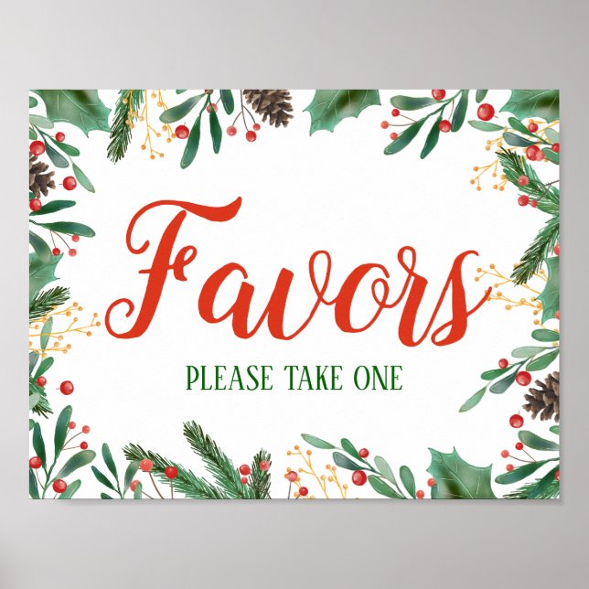 Holly Blätter Berry Christmas | Lieblings-Hochzeit Poster (Vorne)