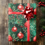 Holly Blätter & Christmas Bulbs Wasserfarbe in Grü Geschenkpapier<br><div class="desc">Holly Blätter & Weihnachtsbrillen Aquarell in grünem Umschlagpapier. Das sind weitere 100% Schnürhammer Designs.</div>